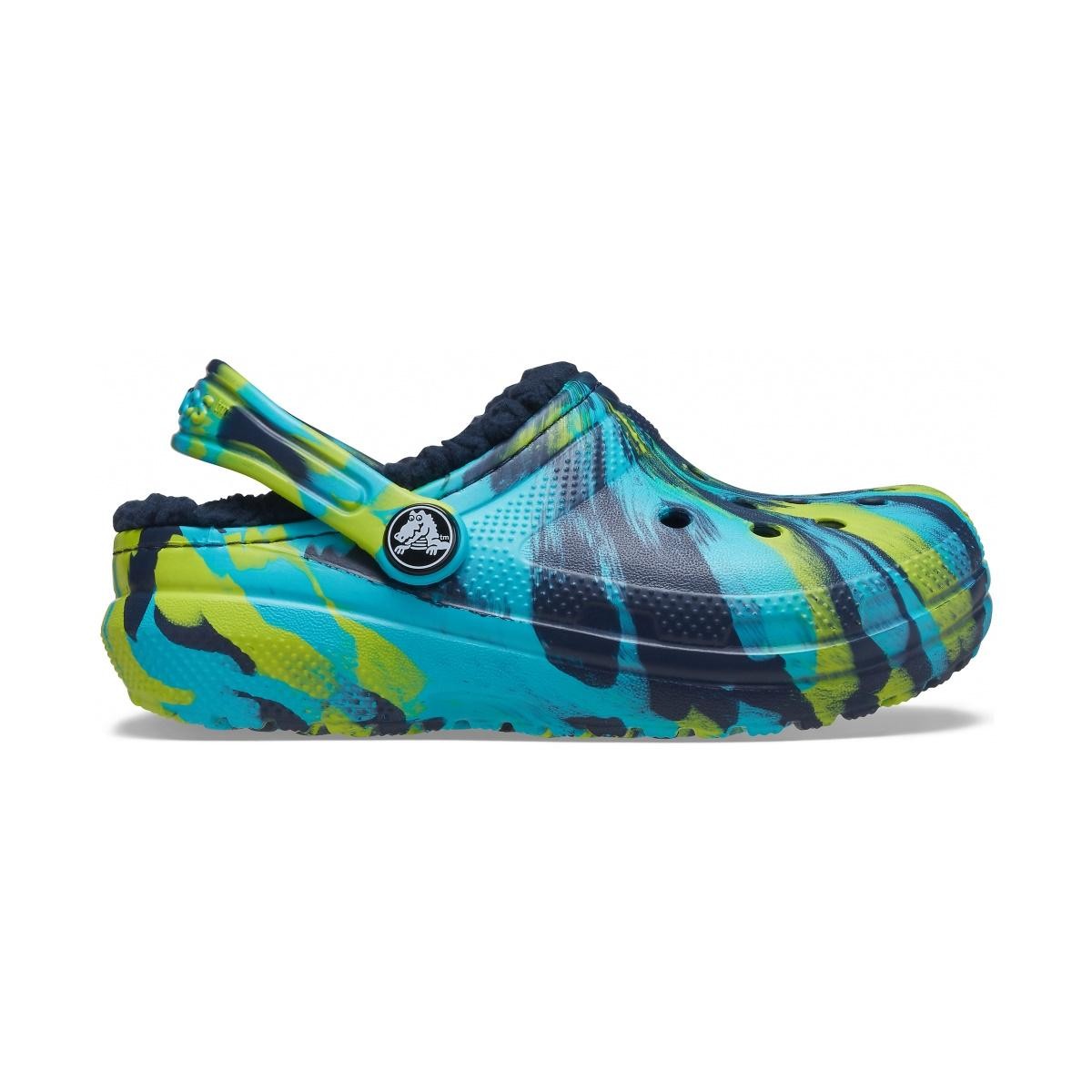Saboti Crocs Classic Marbled Lined Kids Albastru - Navy/Multi - imagine 7